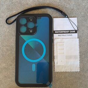 Waterproof iPhone 14 Pro Case with Strap - Black